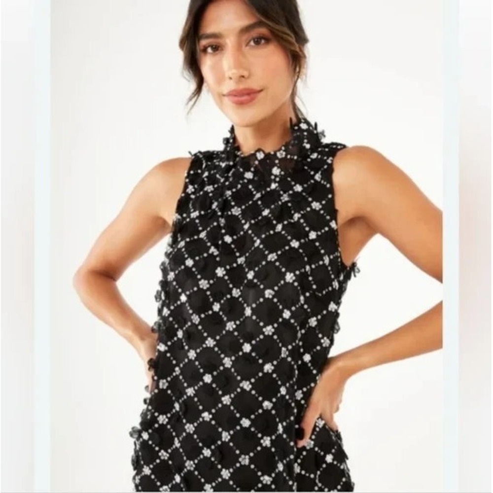 NWT Abbey Glass /Sz XS /Rory Sequin Lace Ruffle Neck Sleeveless Halter Top/ $165